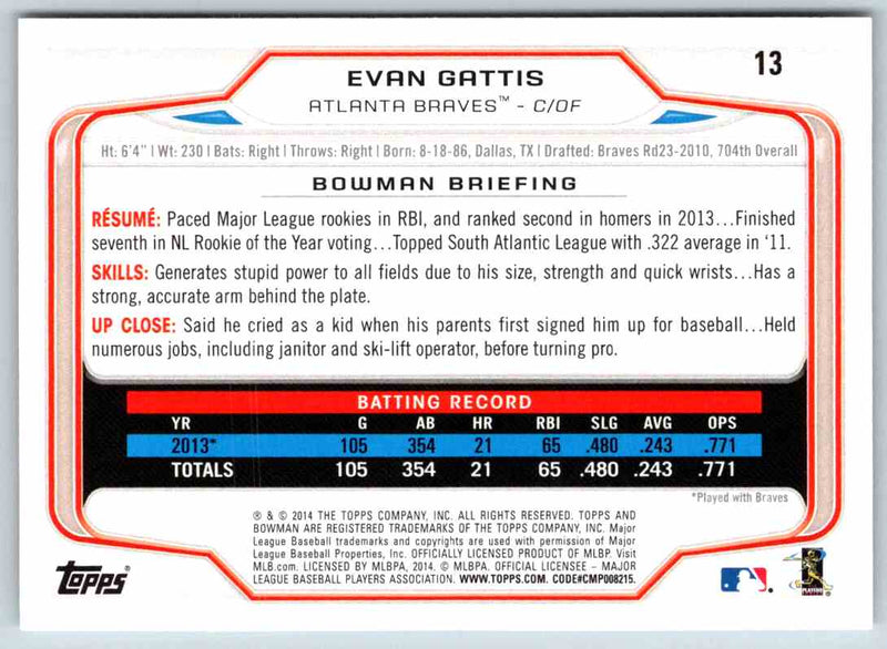 2014 Bowman Evan Gattis