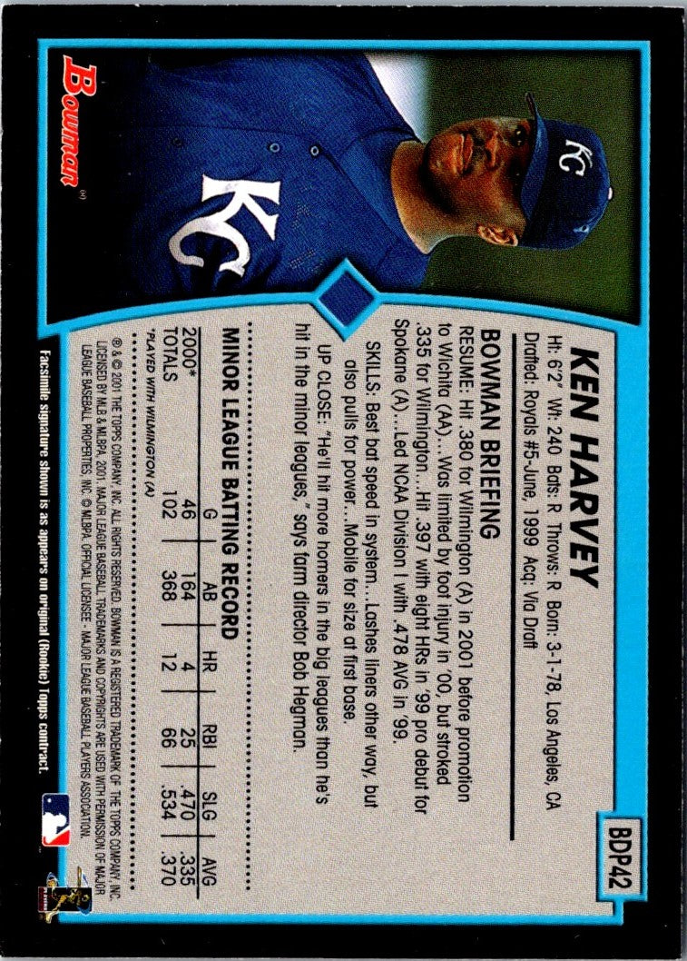 2001 Bowman Draft Picks & Prospects Ken Harvey