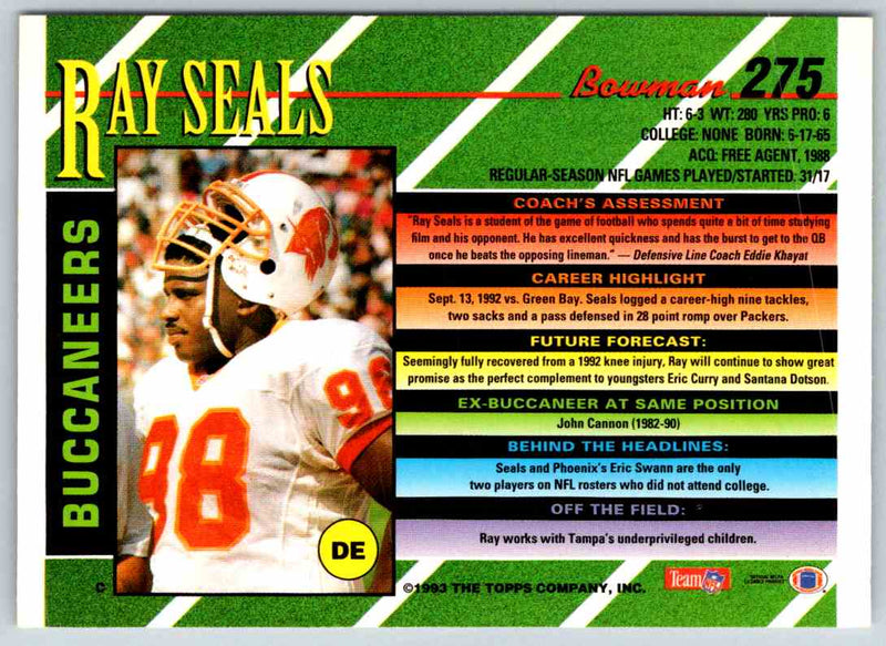 1993 Bowman Football Ray Seals