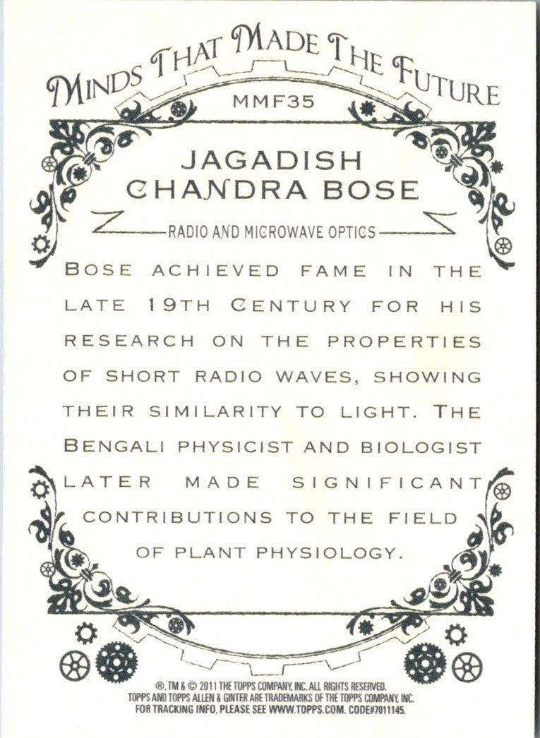 2011 Topps Allen & Ginter Minds that Made the Future Jagadish Chandra Bose