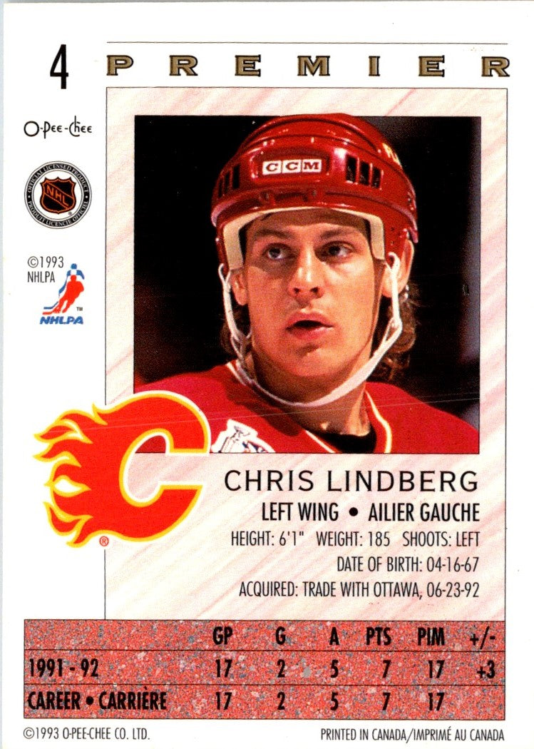 1992 O-Pee-Chee Premier Chris Lindberg