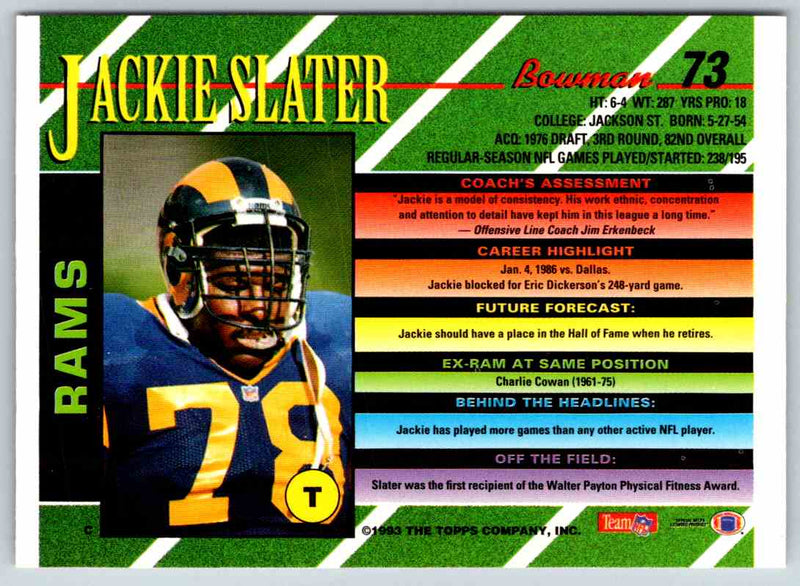 1993 Bowman Football Jackie Slater