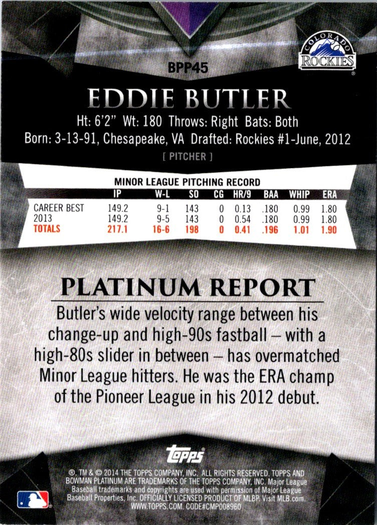 2014 Bowman Platinum Prospects Eddie Butler