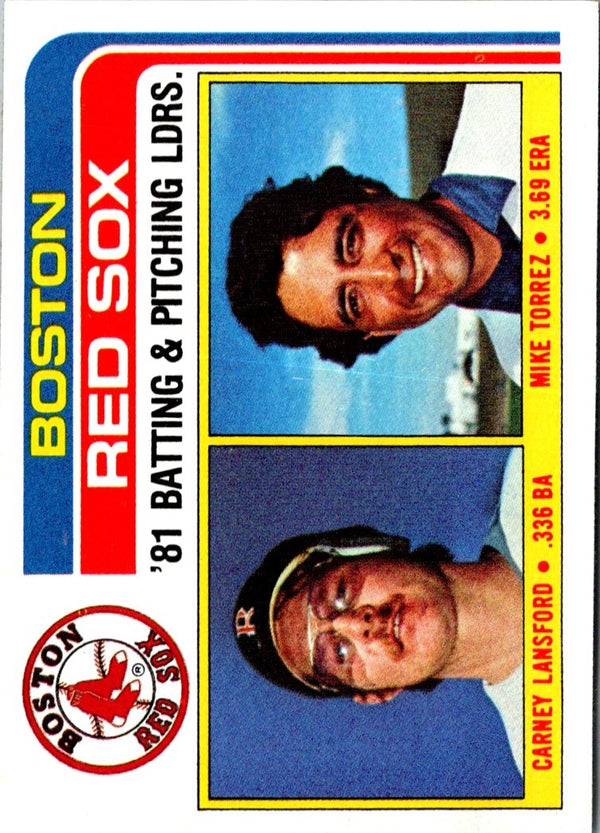 1982 Topps Red Sox Team Leaders - Carney Lansford/Mike Torrez #786