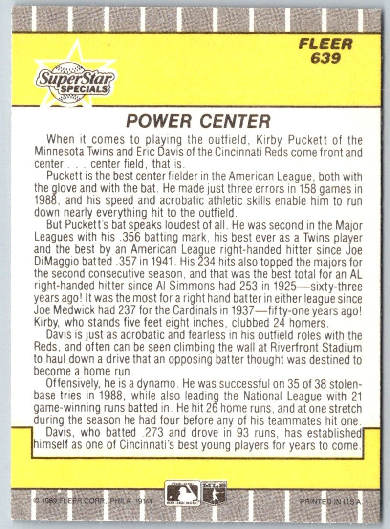 1989 Fleer Kirby Puckett/Eric Davis