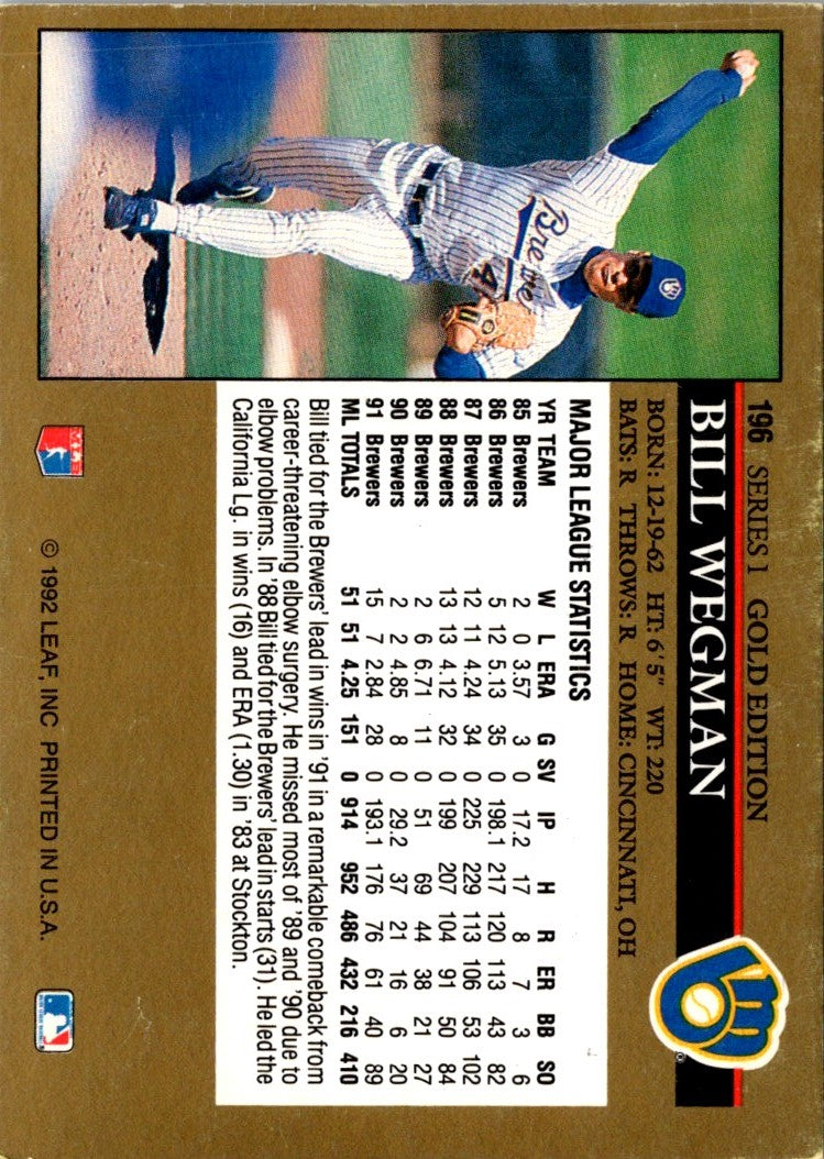 1992 Leaf Black Gold Bill Wegman