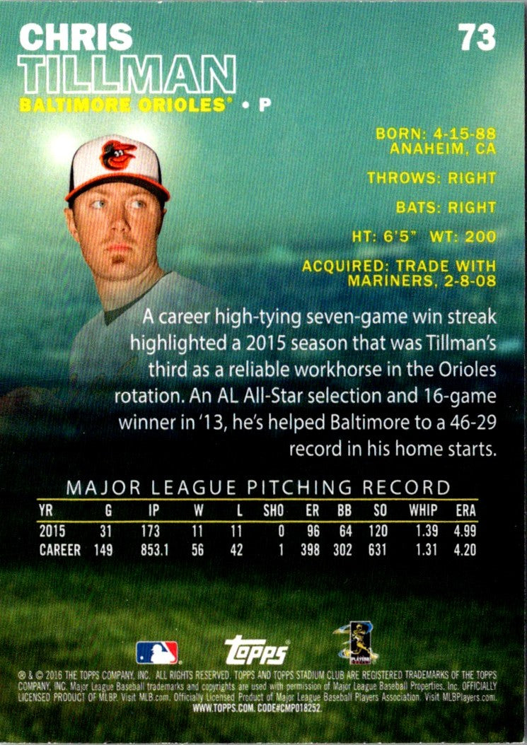 2016 Stadium Club Chris Tillman