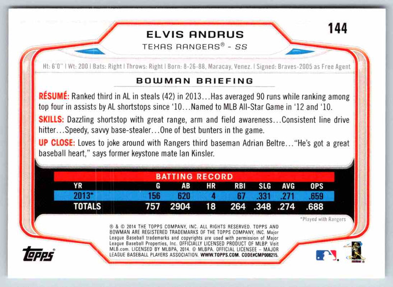 2014 Bowman Elvis Andrus