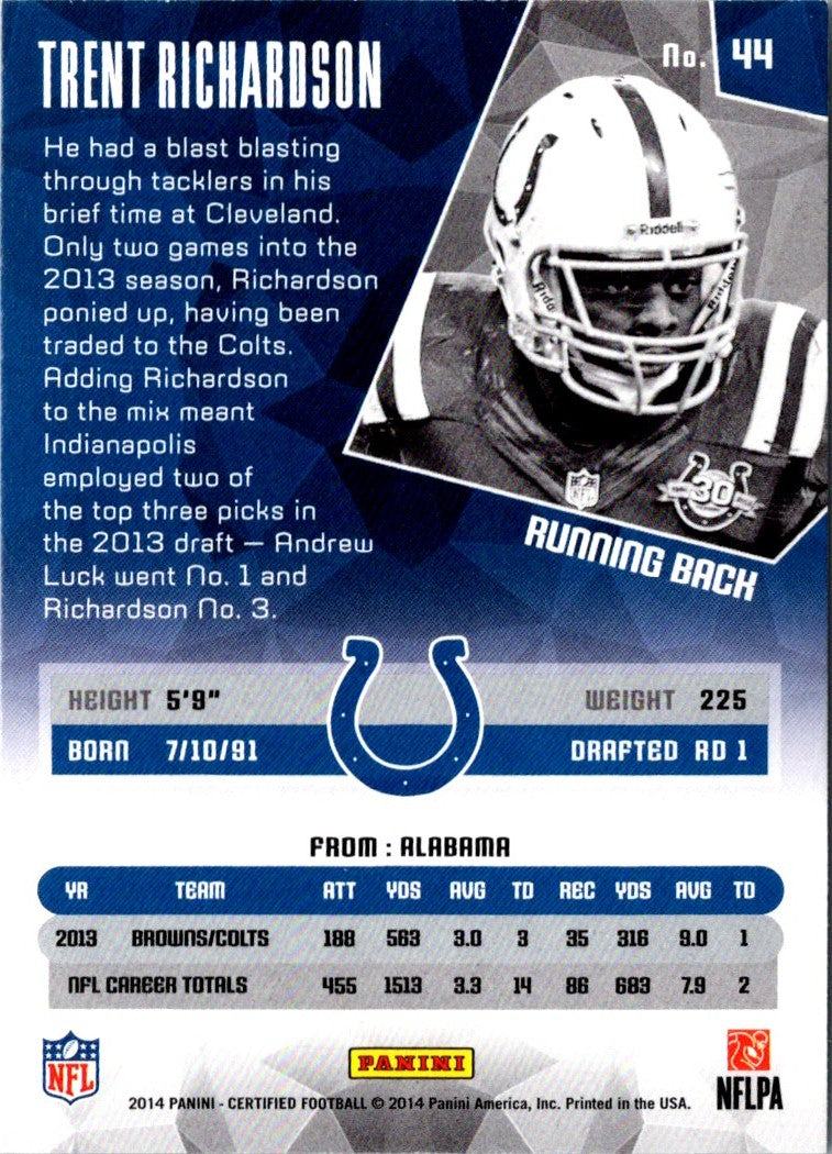 2014 Panini Certified Trent Richardson