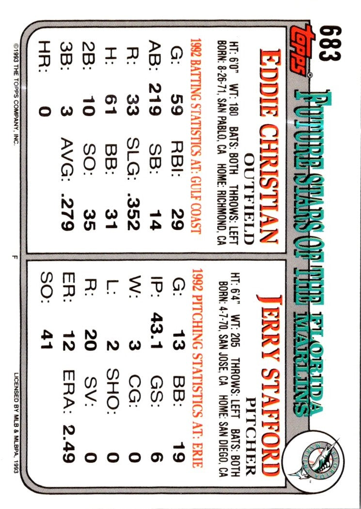 1993 Topps Gold Jerry Stafford/Eddie Christian