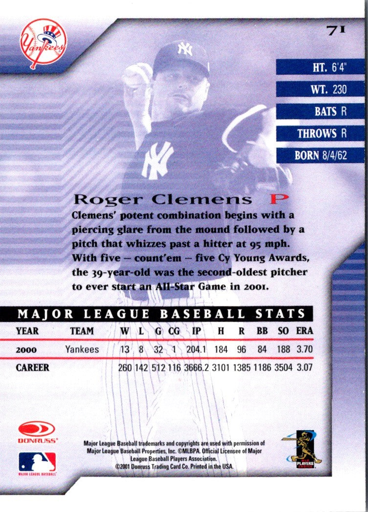 2001 Donruss Signature Roger Clemens