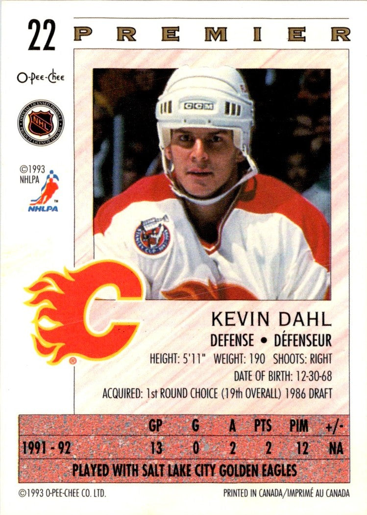 1992 O-Pee-Chee Premier Kevin Dahl