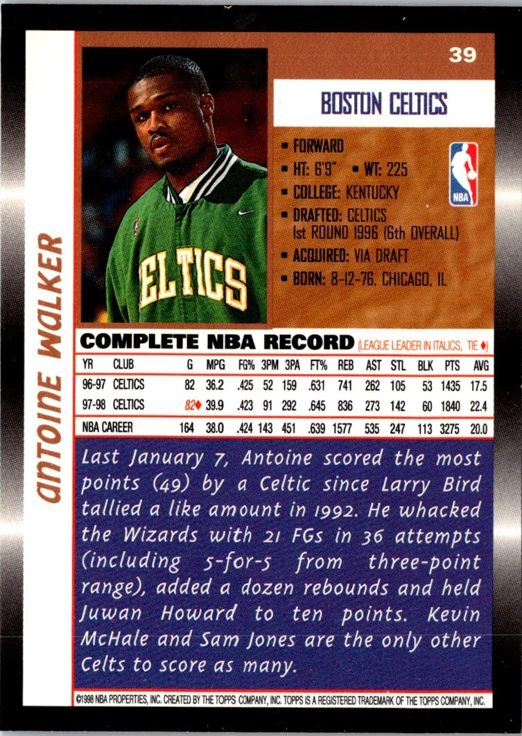 1998 Topps Antoine Walker