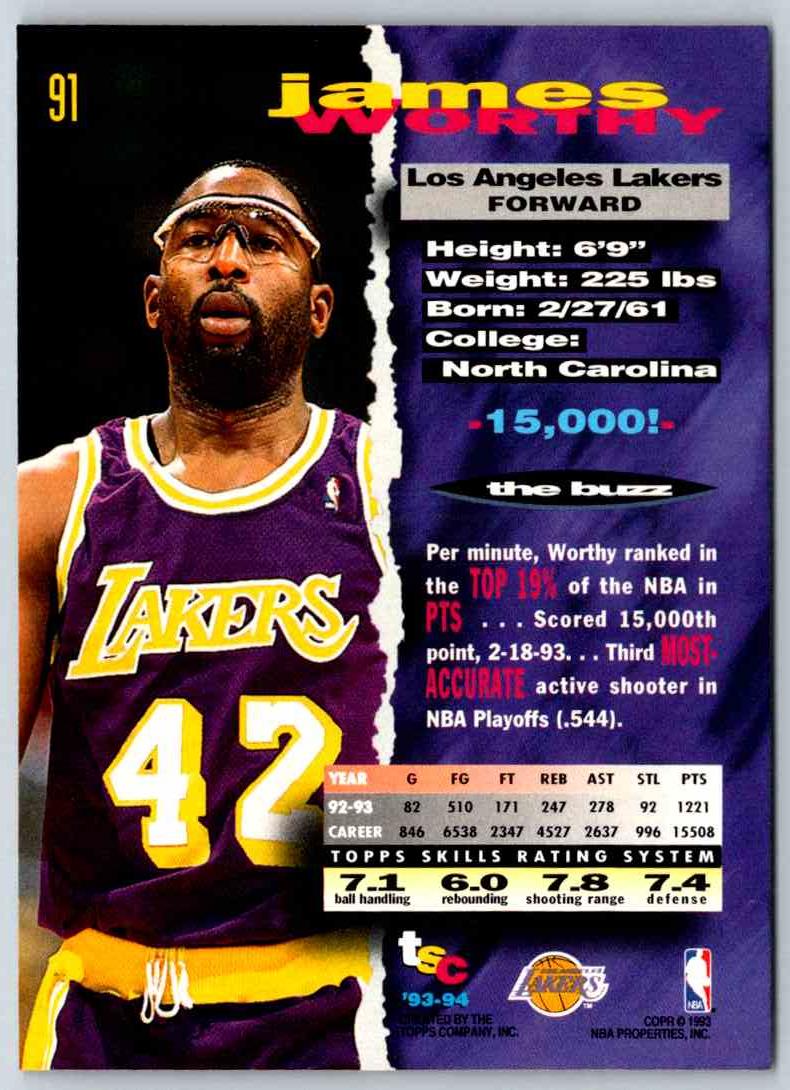 1992 Stadium Club James Worthy