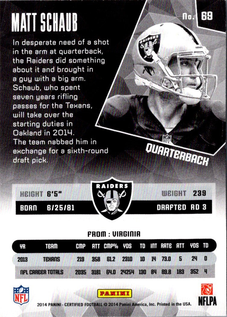 2014 Panini Certified Matt Schaub