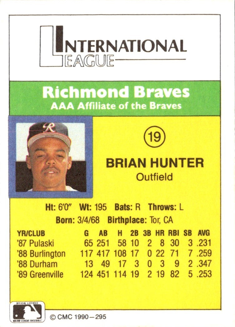1990 CMC Richmond Braves Brian Hunter