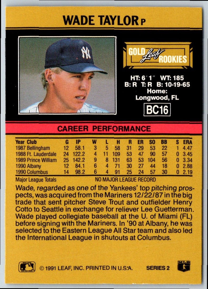 1991 Leaf Gold Rookies Wade Taylor