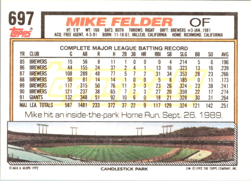 1992 Topps Mike Felder