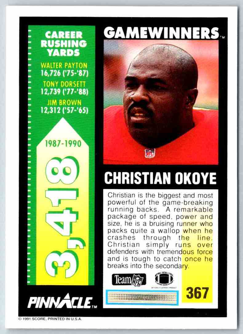 1991 Pinnacle Christian Okoye