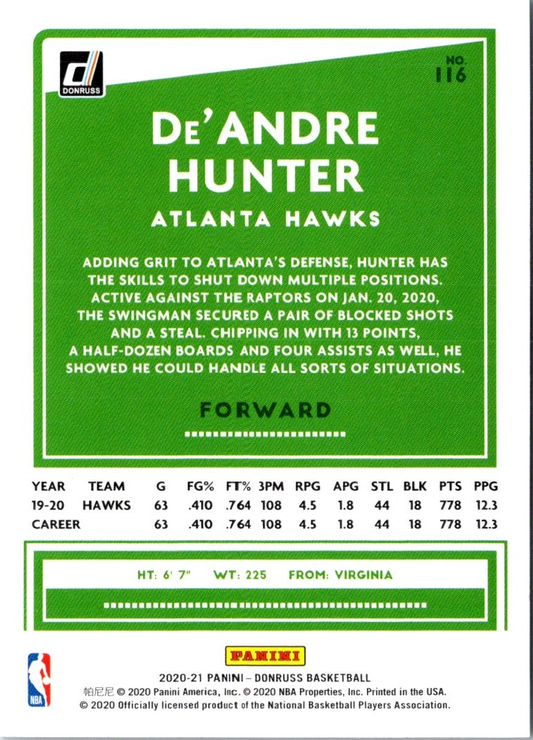 2020 Donruss De'Andre Hunter