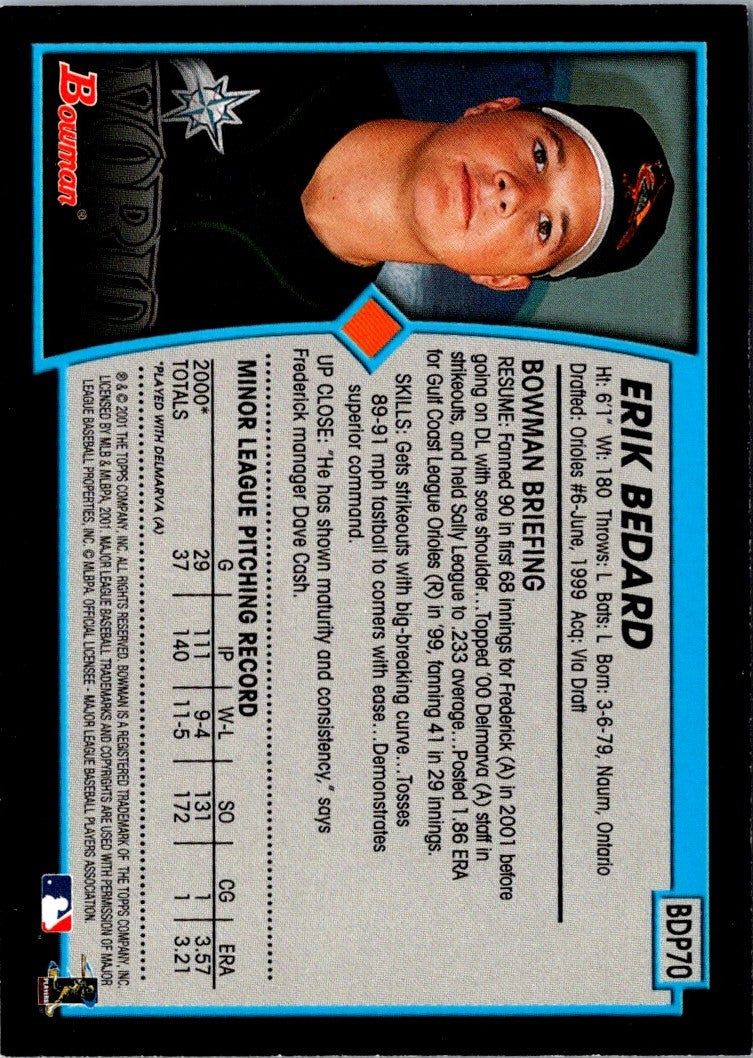 2001 Bowman Draft Picks & Prospects Erik Bedard