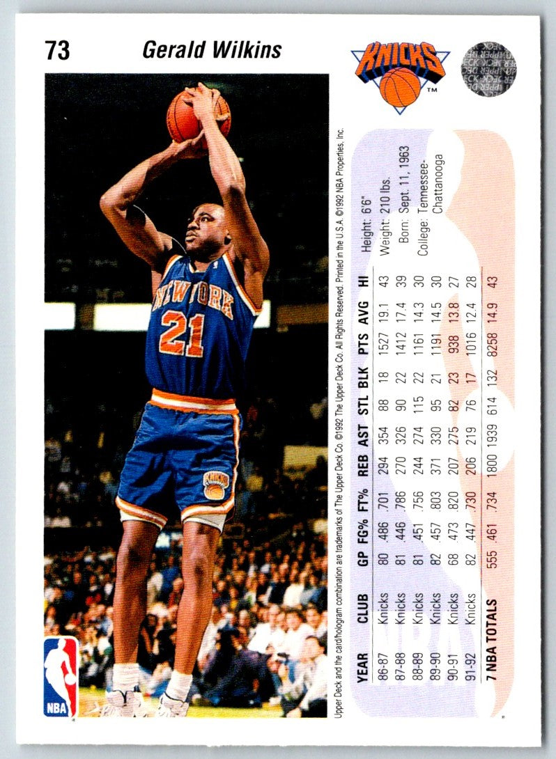 1992 Upper Deck Gerald Wilkins