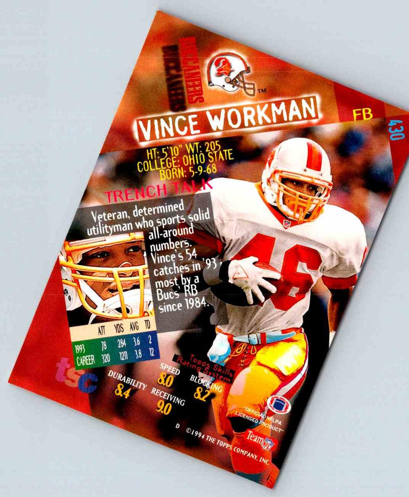 1994 Topps Stadium Club Football Vince Workman