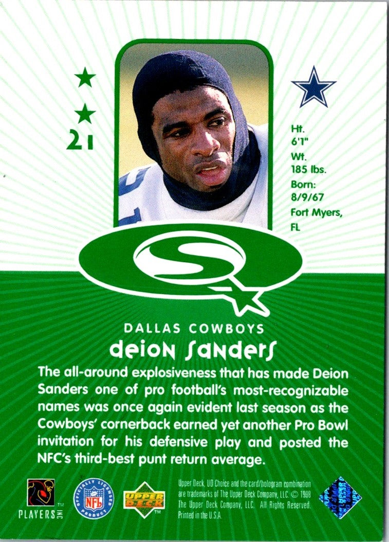 1998 UD Choice StarQuest Gold Deion Sanders