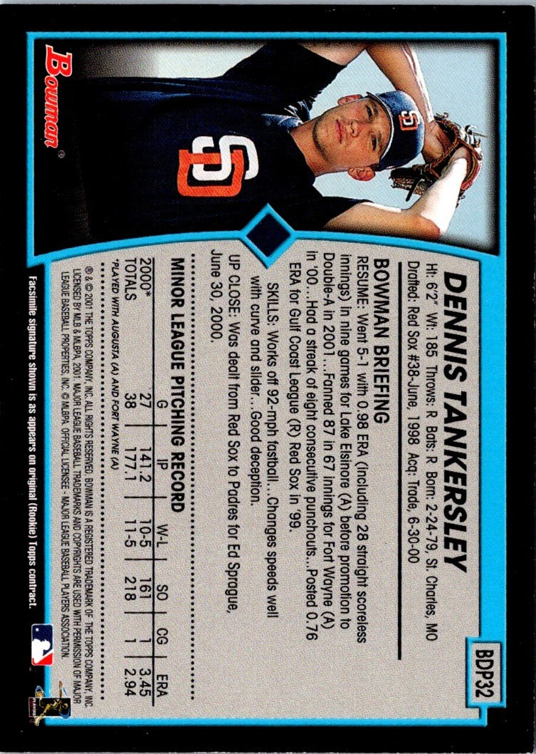 2001 Bowman Draft Picks & Prospects Dennis Tankersley