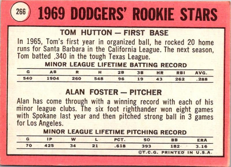 1969 Topps Dodgers Rookies - Tom Hutton/Alan Foster