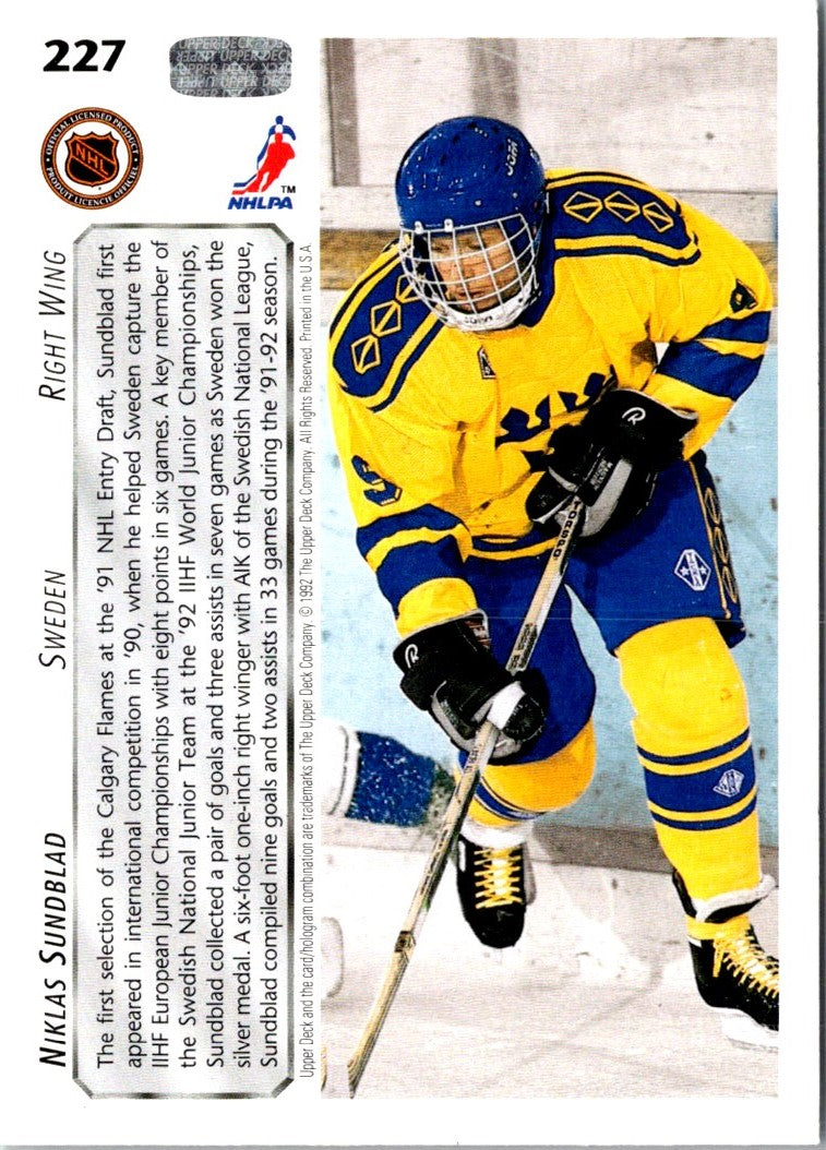 1992 Upper Deck Niklas Sundblad