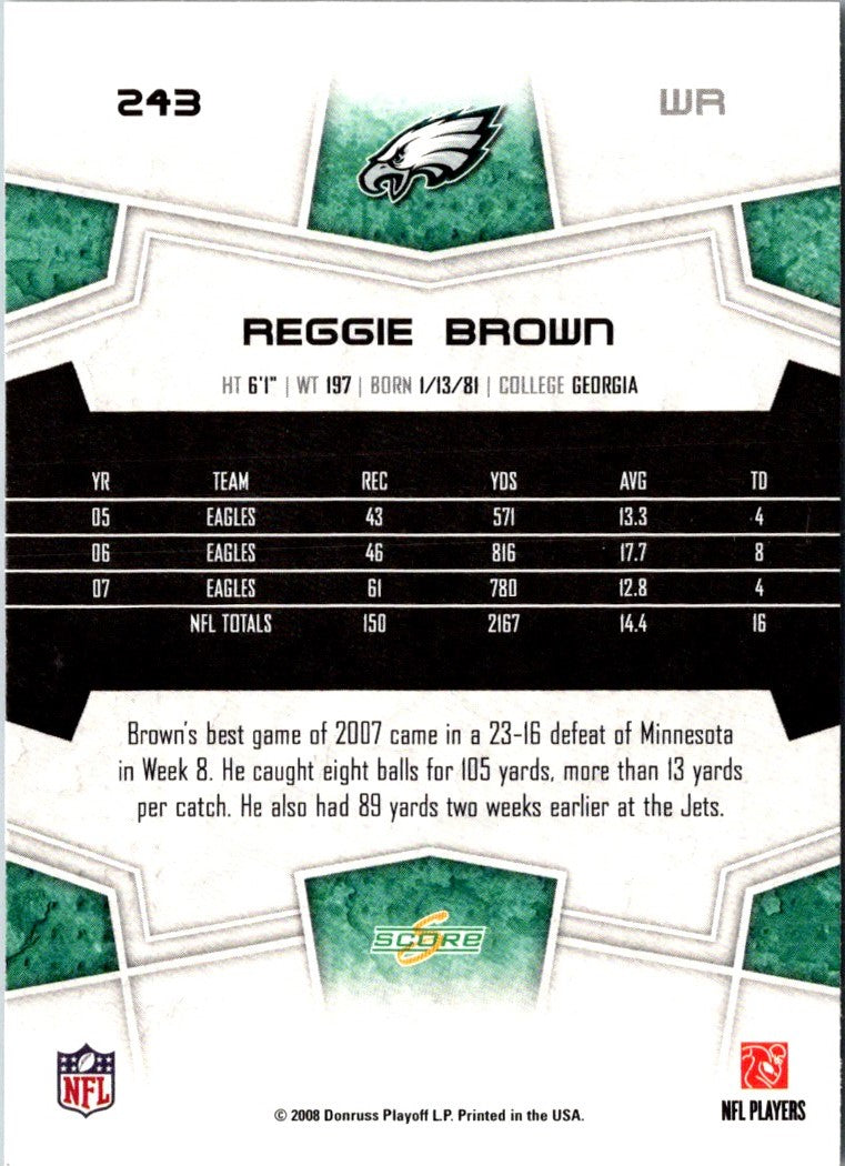 2008 Score Super Bowl XLIII Reggie Brown