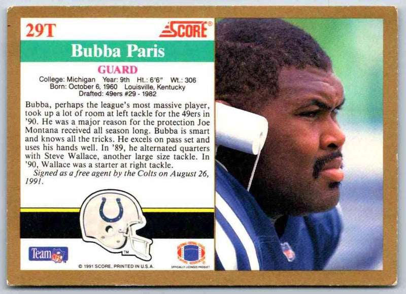 1991 Score Bubba Paris