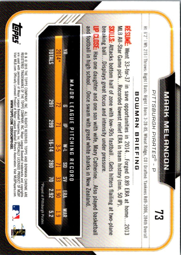 2015 Bowman Chrome Mark Melancon