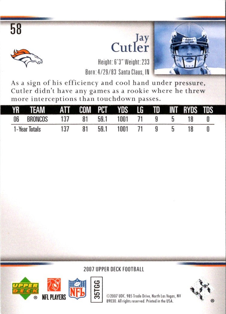 2007 Upper Deck Jay Cutler