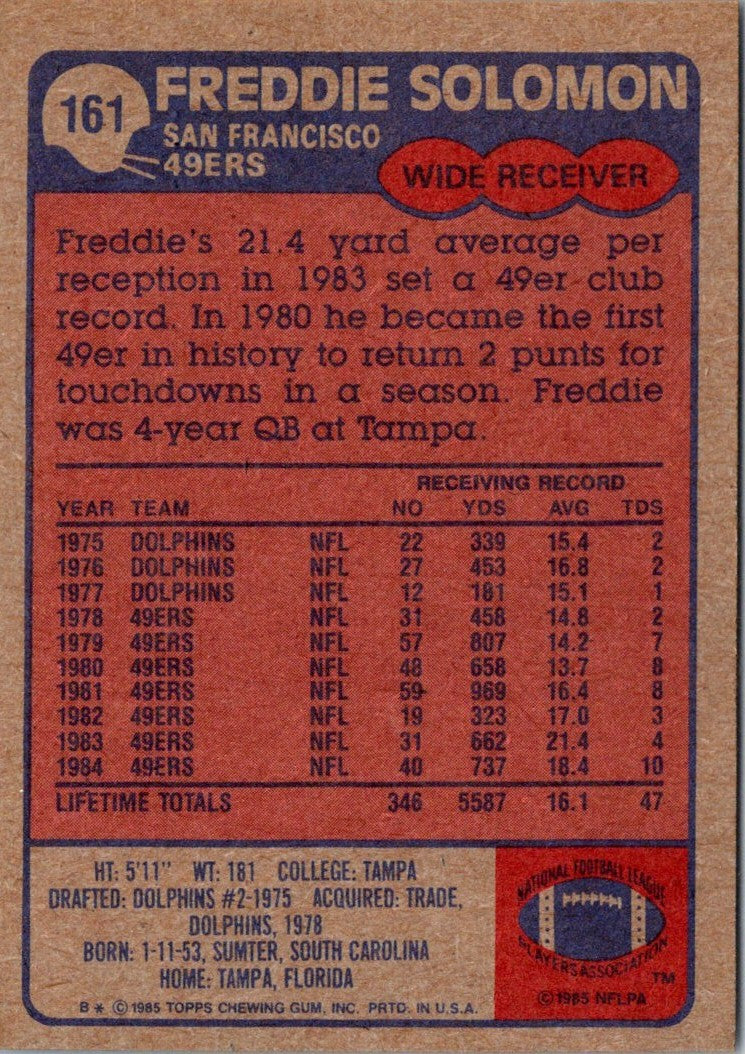 1985 Topps Freddie Solomon
