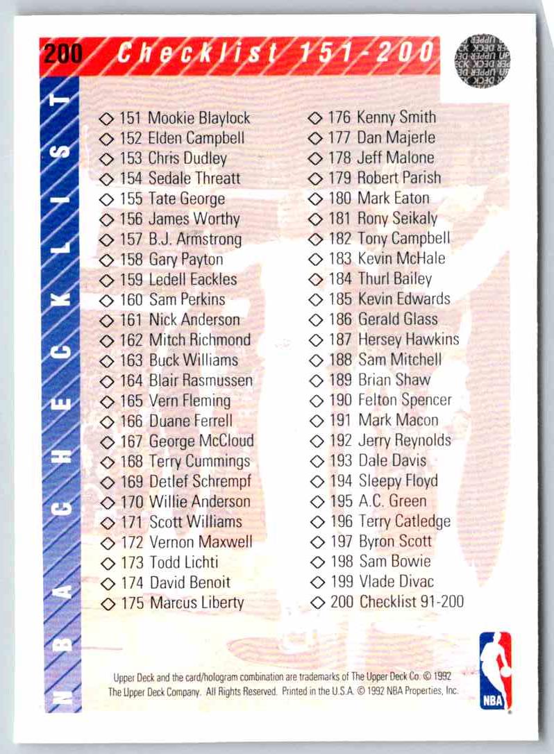 1994 Upper Deck Checklist