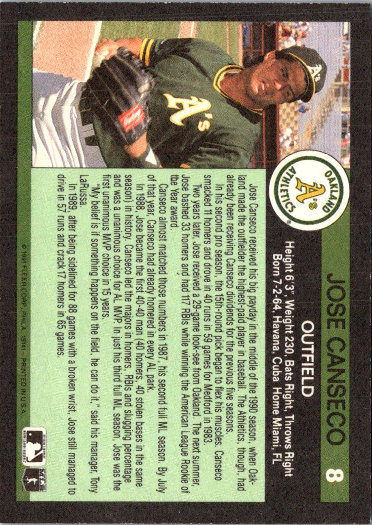 1992 Cartwright's Players' Choice Gold Jose Canseco