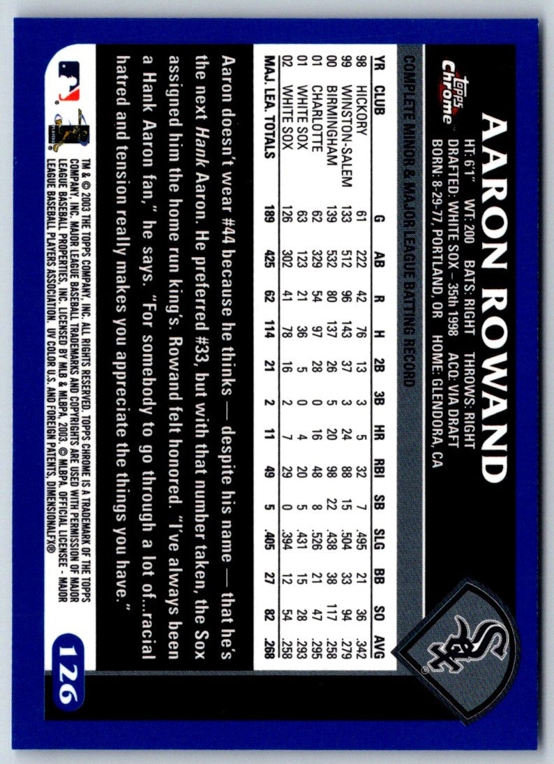 2003 Topps Chrome Aaron Rowand