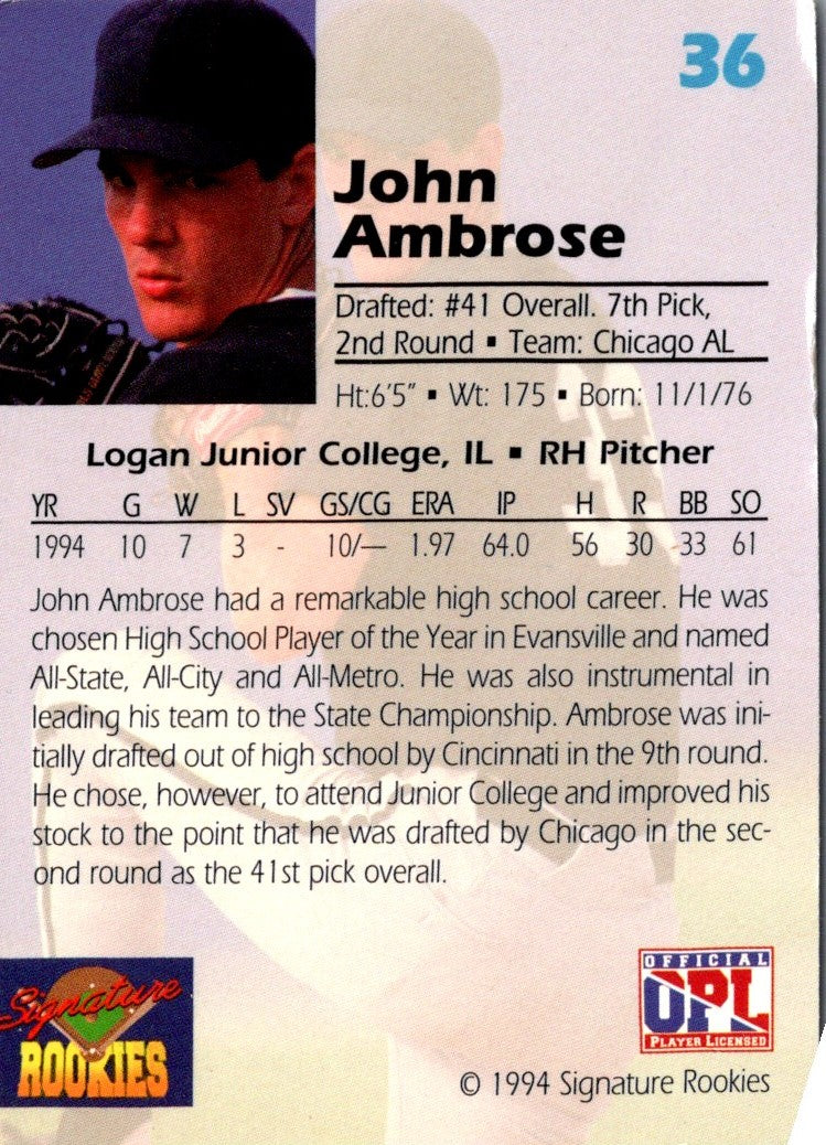 1994 Signature Rookies Draft Picks John Ambrose