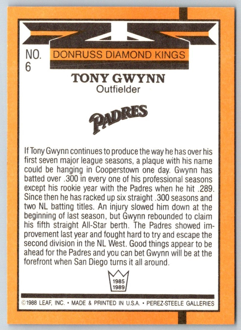 1989 Donruss Diamond  Kings Tony Gwynn