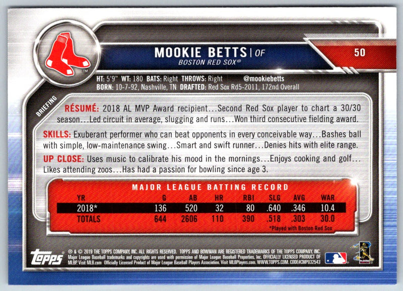 2019 Bowman Mookie Betts