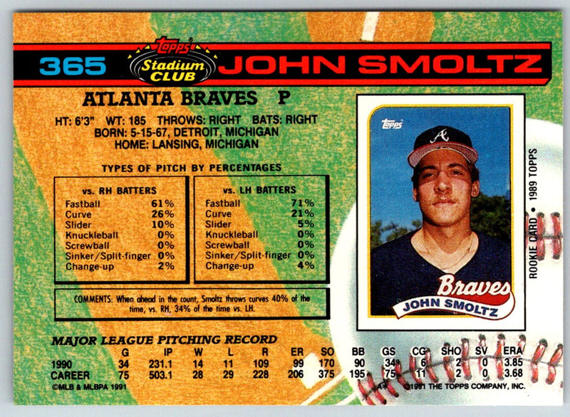 1991 Stadium Club John Smoltz