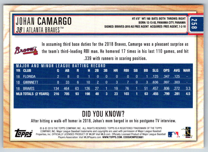 2019 Topps Big League Johan Camargo