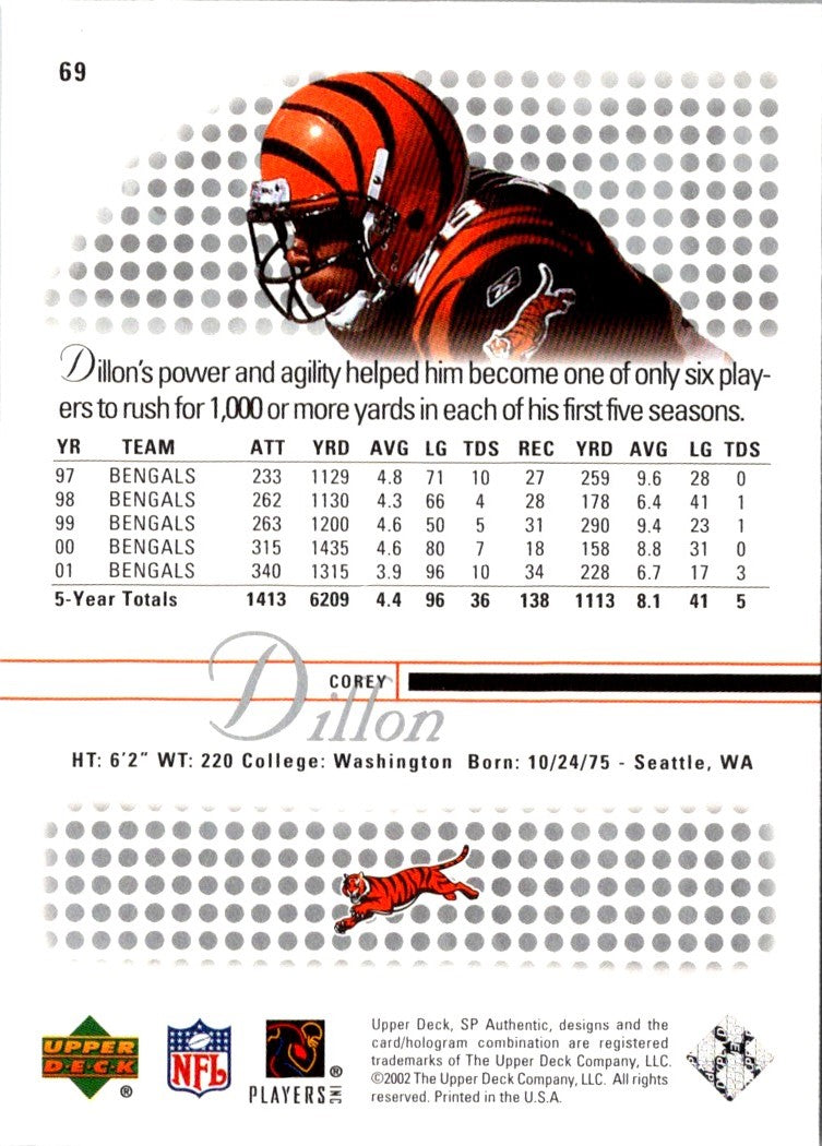 2002 SP Authentic Corey Dillon
