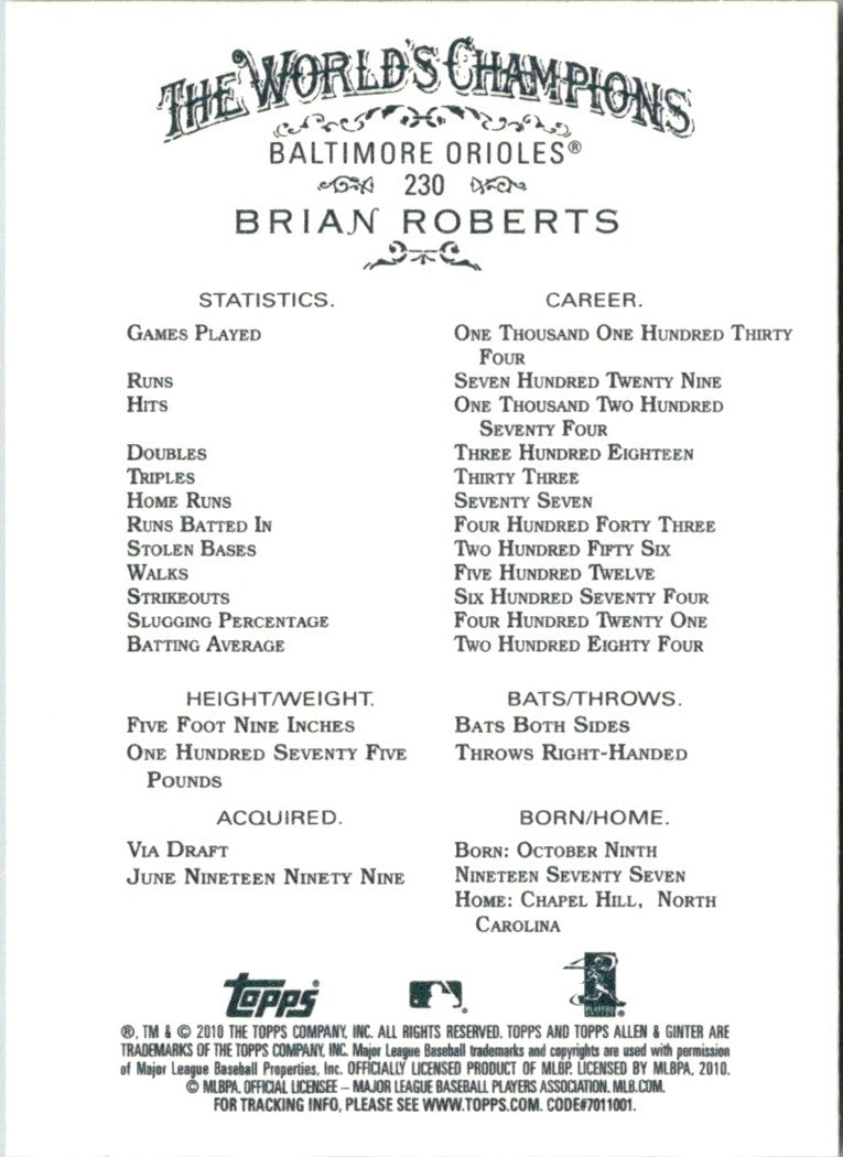 2010 Topps Allen & Ginter Brian Roberts