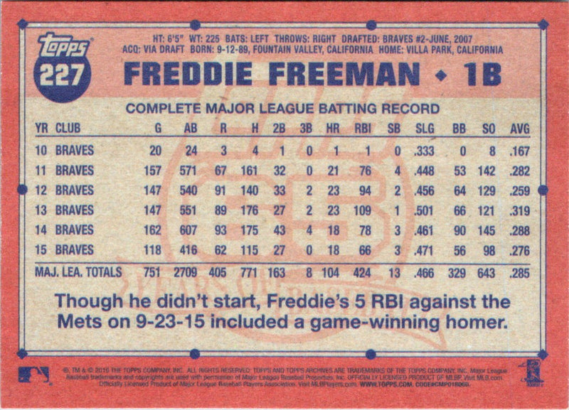 2016 Topps Archives Freddie Freeman