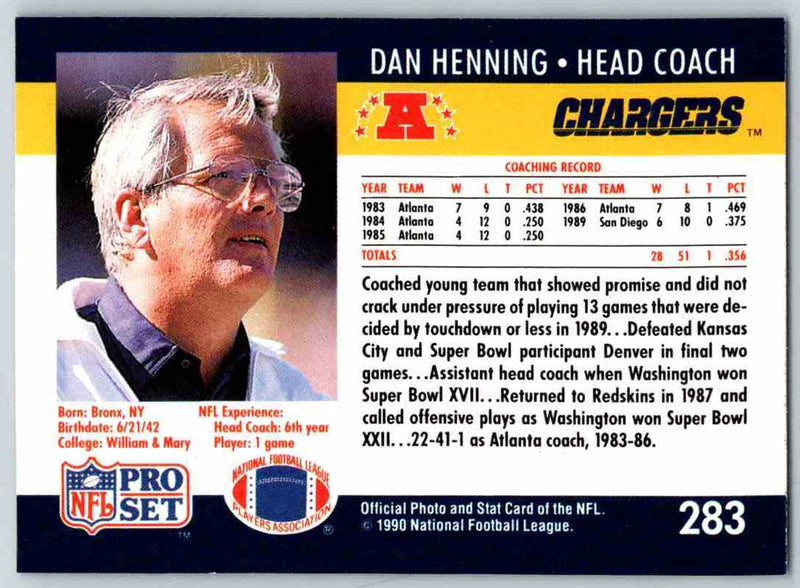 1990 Pro Set Dan Henning