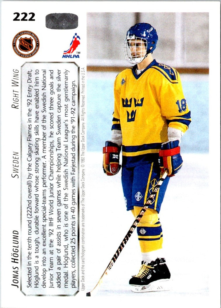 1992 Upper Deck Jonas Hoglund