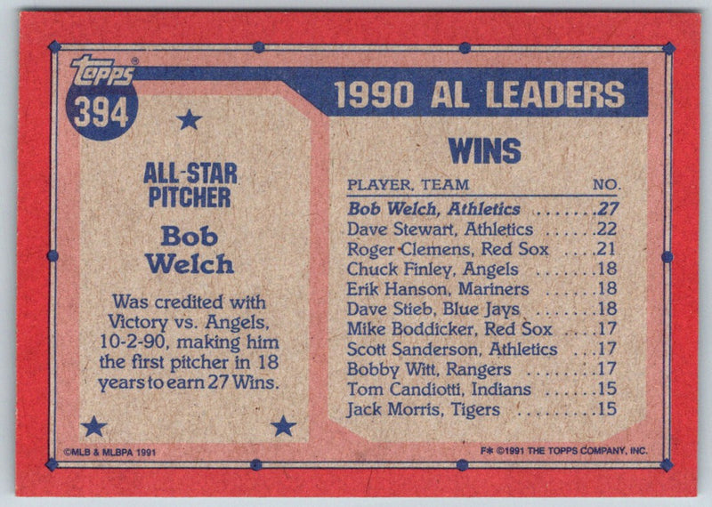 1991 O-Pee-Chee Bob Welch